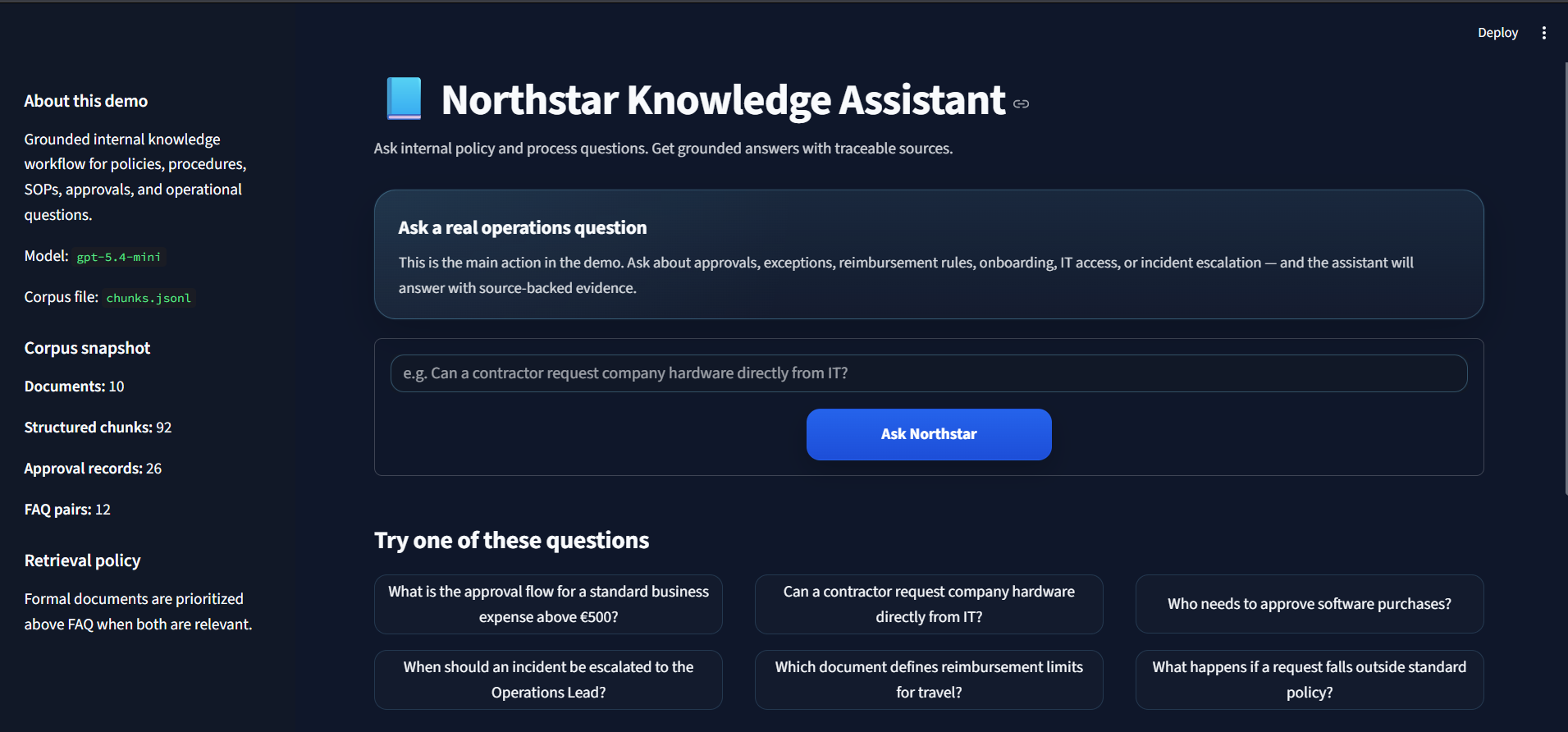 Preview of the Internal Policy & Process Knowledge Assistant project
